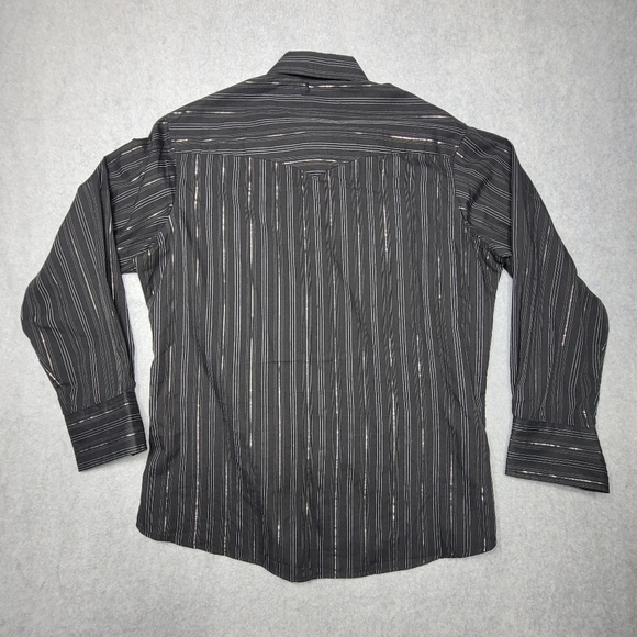 Wrangler Men's Western Pearl Snap Shirt Size Large Black Striped - Picture 7 of 9
